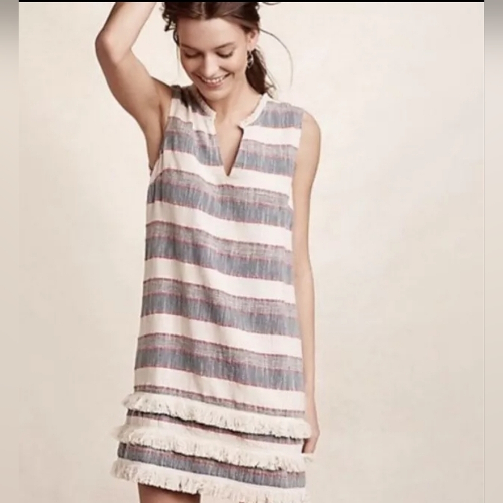 Anthropologie Striped Mini Dress - Blue and White